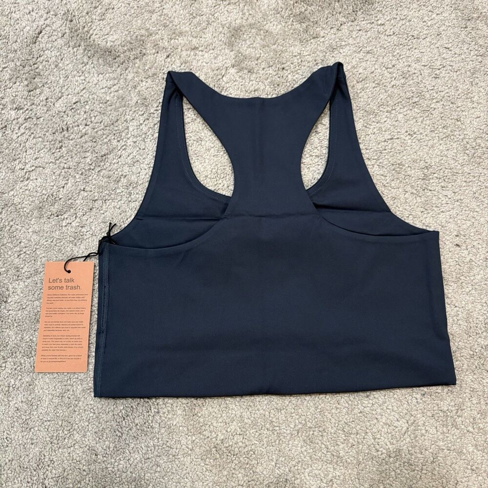 Girlfriend Collective NEW Midnight Navy Paloma Racerback Sports Bra Size L - Picture 2 of 5